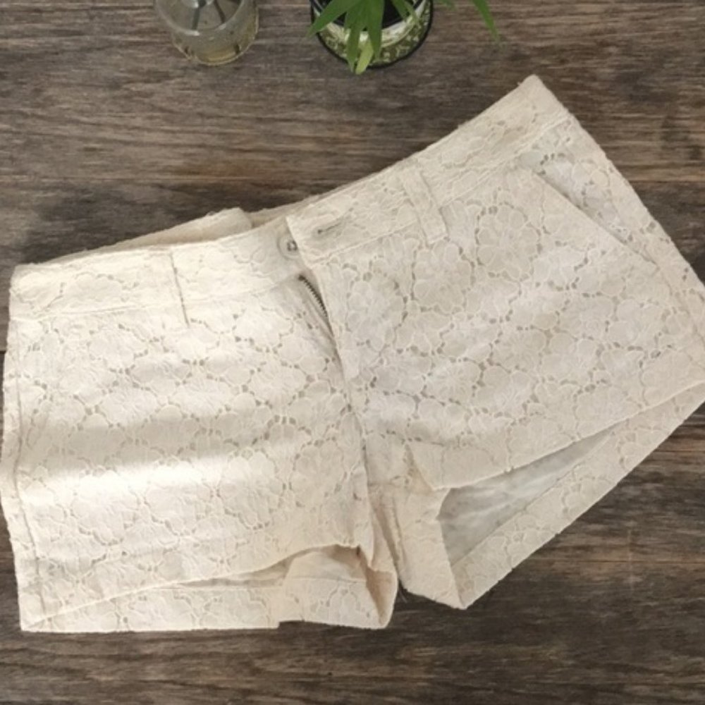 Beige/Cream Lace Eyelet Junior's Shorts